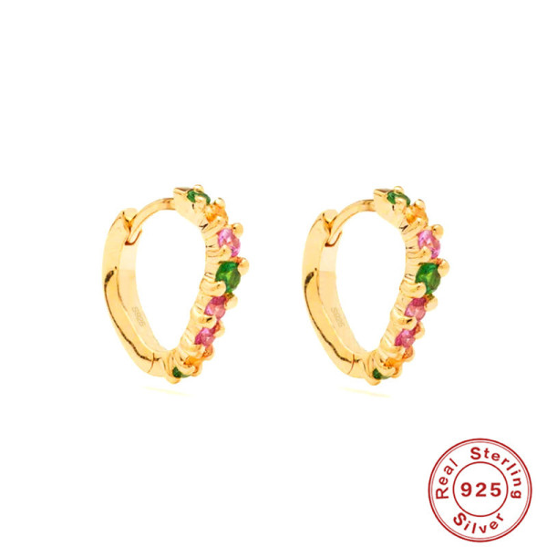 925 Silver Multicolor Gemstone Small Hoop Earrings