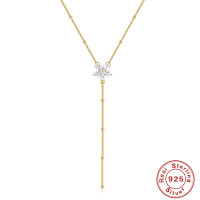 925 Silver Gold-Tone Cubic Zirconia Lariat Necklace