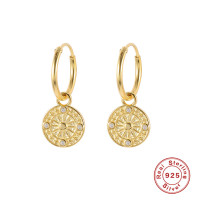 Gold-Plated Geometric Charm Hoop Earrings