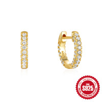 Gold-Finish Pavé Huggie Earrings