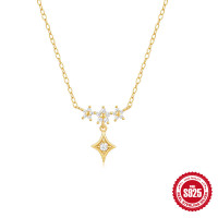 925 Silver Gold-Tone Star Pendant Necklace