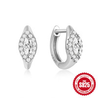 925 Silver Huggie Earrings with Halo Crystals