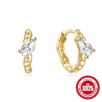Gold-Tone Twisted Huggie Earrings with CZ