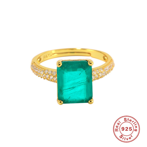 Gold-Plated Emerald-Cut Solitaire Ring