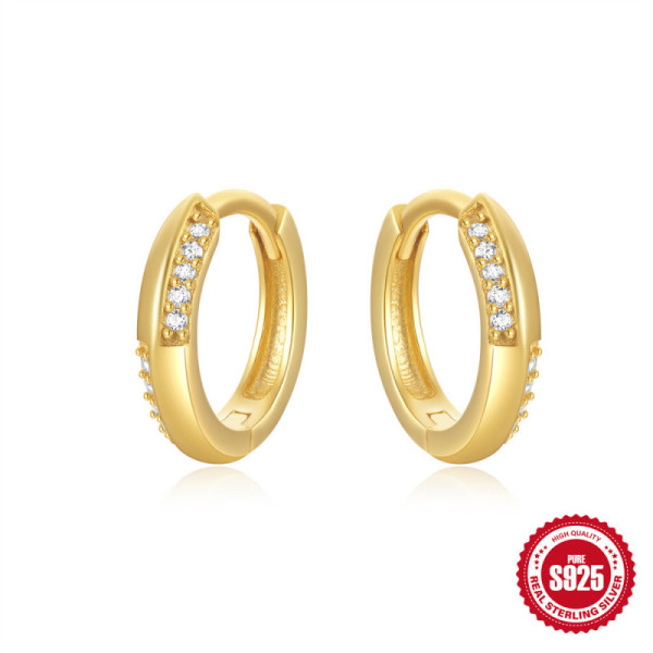 Gold-Plated Pavé Huggie Earrings