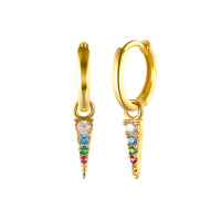 925 Silver Multicolor Stone Huggie Earrings