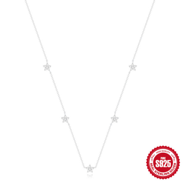 Sterling Silver Star Station Necklace