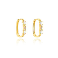 Gold-Plated Opal Huggie Earrings