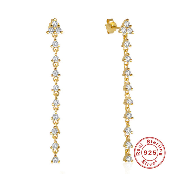 Gold-Finish Cubic Zirconia Dangle Earrings
