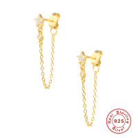 Gold-Plated Star Chain Earrings in 925 Silver