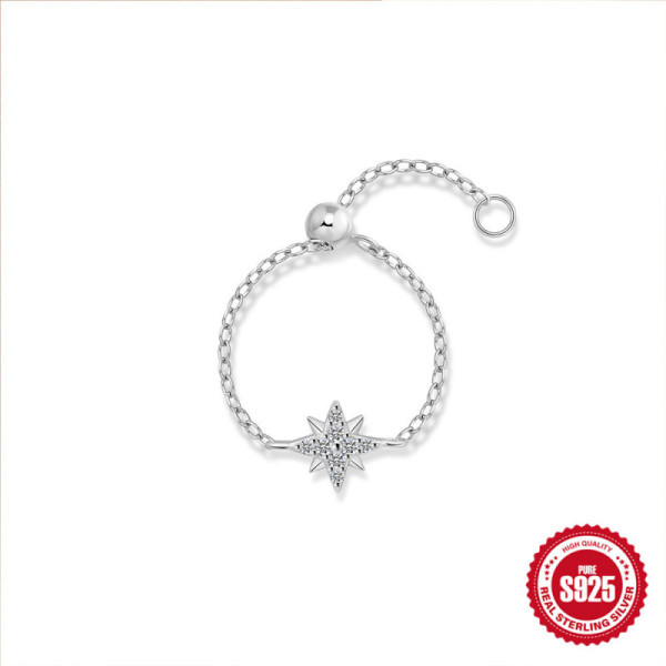 925 Silver Star Charm Adjustable Bracelet