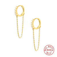 Gold-Plated Huggie Hoop Earrings with Chain