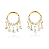 Gold-Plated Crystal Chandelier Earrings