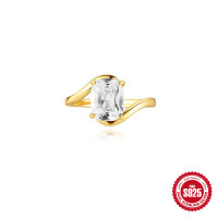 Gold-Plated Cubic Zirconia Statement Ring