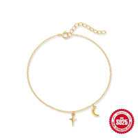 925 Silver Gold-Tone Celestial Charm Bracelet
