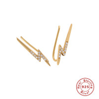 Gold-Finish Lightning Bolt Ear Climbers