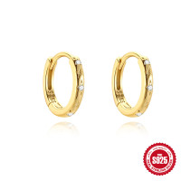 925 Silver Gold-Plated Star Hoop Earrings