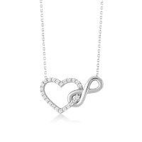925 Silver Infinity Heart Pavé Pendant Necklace