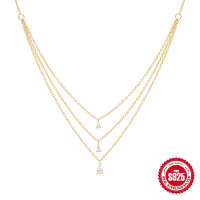 Gold-Finish Layered Cubic Zirconia Necklace