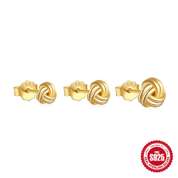 Gold-Finish Knot Stud Earrings