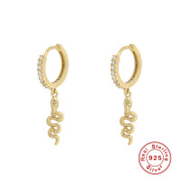 Gold-Plated Snake Motif Huggie Earrings