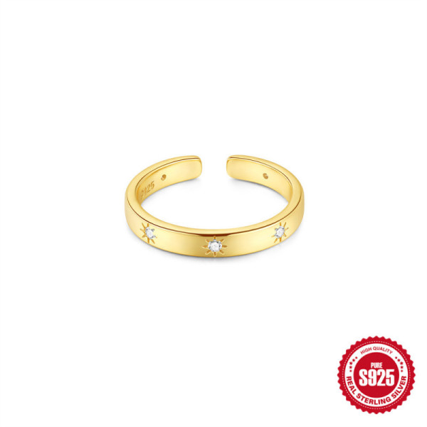 Gold-Plated Star Motif Open Band Ring