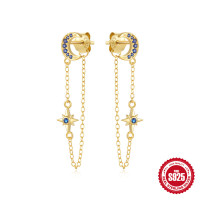 Gold-Finish Celestial Sapphire Threader Earrings