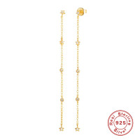 Gold Star Threader Earrings with Cubic Zirconia