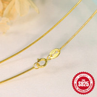 925 Silver Gold-Tone Minimalist Chain Necklace