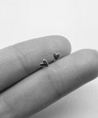 925 Oxidized Silver Heart Stud Earrings