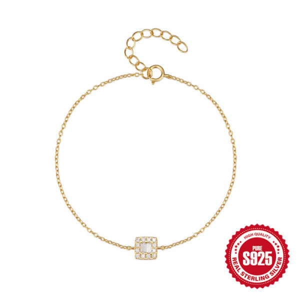 Gold-Tone Geometric Halo Chain Bracelet