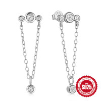 925 Silver Cubic Zirconia Threader Earrings