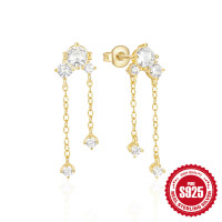 Gold-Finish Cubic Zirconia Dangle Earrings