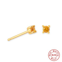 Gold Citrine Stud Earrings