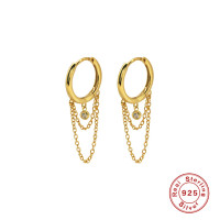 Gold-Plated Chain Hoop Earrings