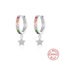 925 Silver Multicolor Star Huggie Earrings