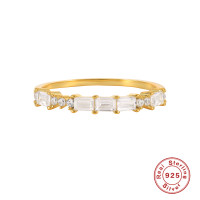 Gold-Plated Cubic Zirconia Minimalist Band Ring