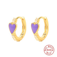 Gold-Plated Heart Huggie Hoop Earrings