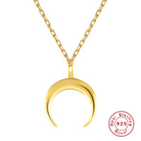 Gold-Plated Crescent Moon Pendant Necklace