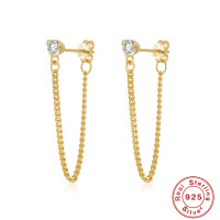 Gold-Plated Cubic Zirconia Threader Earrings