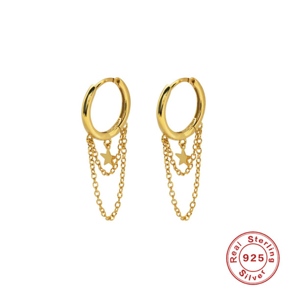 Gold-Plated Star Charm Huggie Earrings