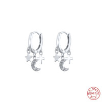 Sterling Silver Celestial Charm Hoop Earrings