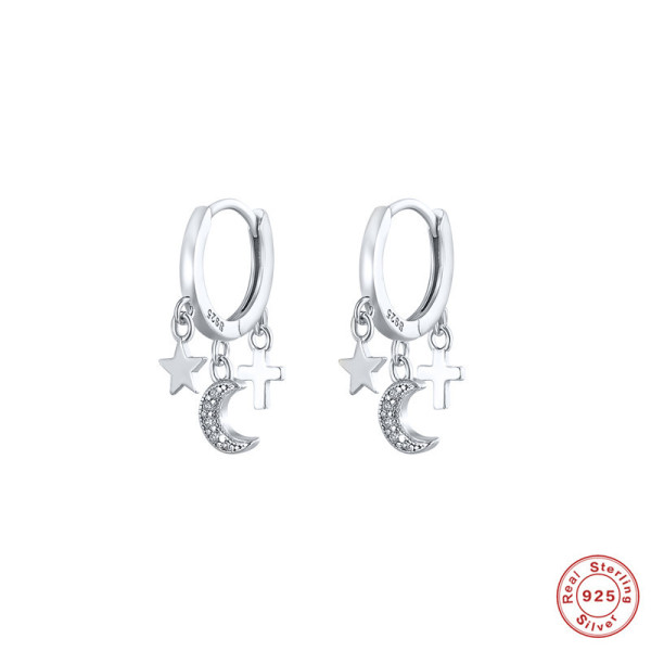 Sterling Silver Celestial Charm Hoop Earrings