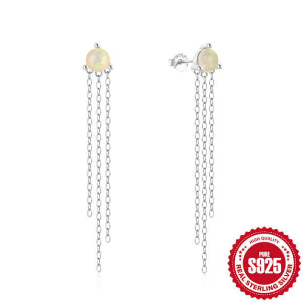 925 Silver Opal Dangle Earrings