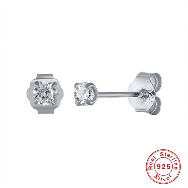 Sterling Silver Cubic Zirconia Stud Earrings
