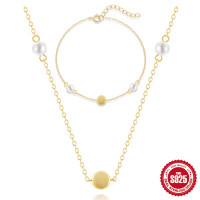 Gold-Tone Pearl Accent Layered Necklace Set