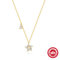 925 Silver Gold Star Pendant Necklace