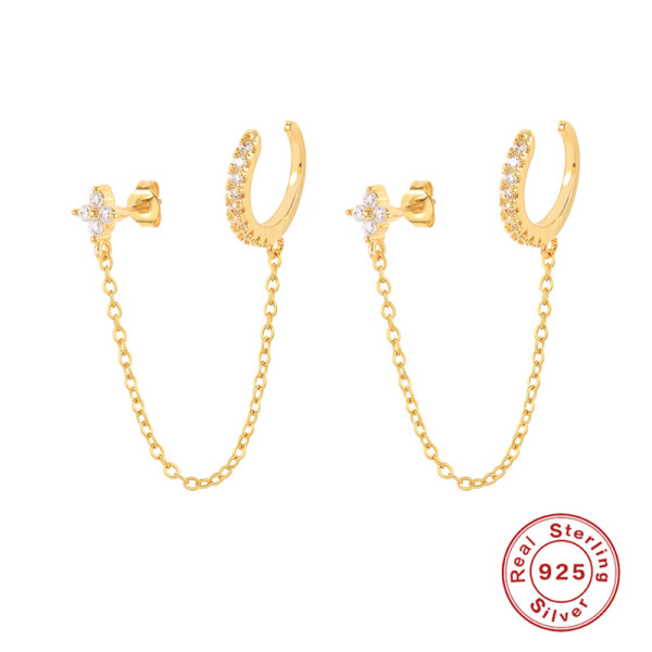 Gold-Tone Pavé Chain Ear Cuffs