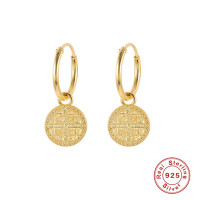 925 Silver Gold-Plated Coin Hoop Earrings
