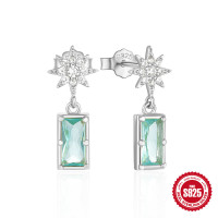 Sterling Silver Celestial Aqua Dangle Earrings